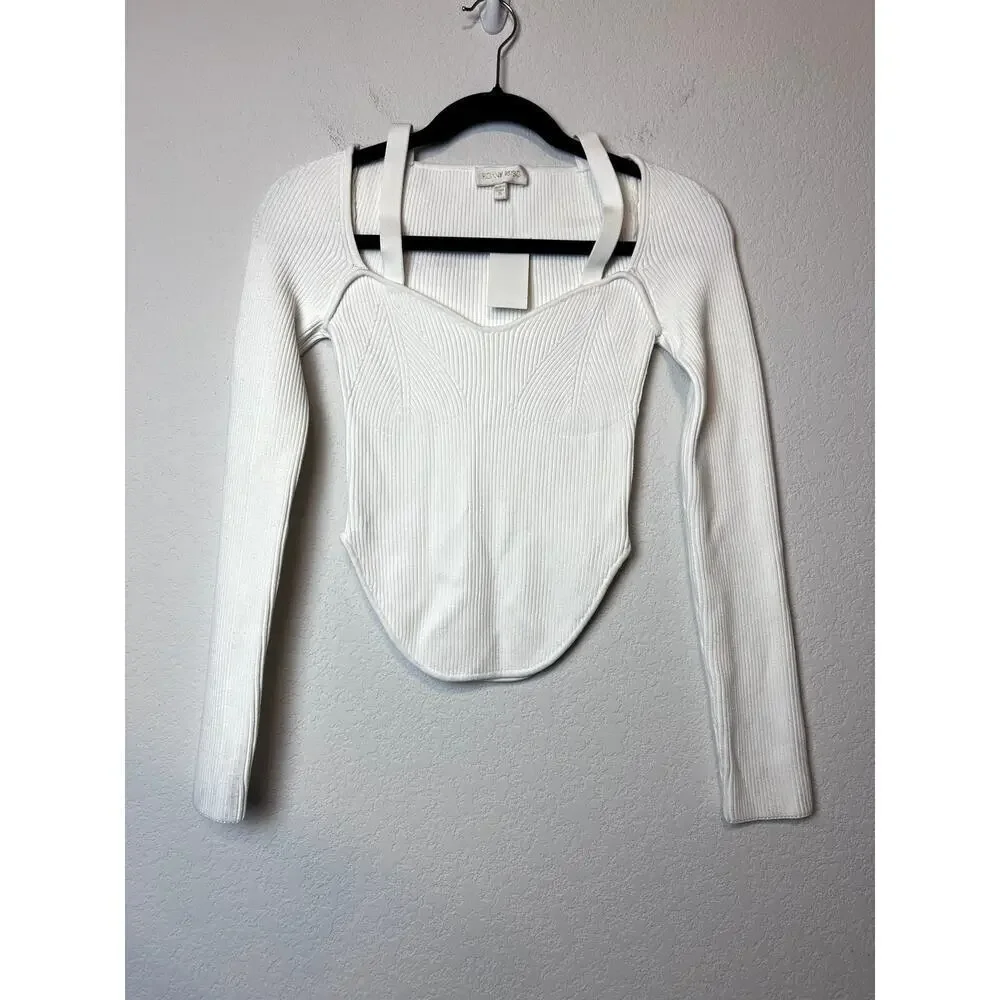 Chic Ronny Kobo Collection Ribbed Blouse Top Sweetheart